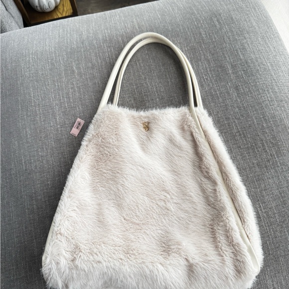 Victoria's Secret Handbags - Victoria's Secret Cream Faux Fur Shoulder Bag